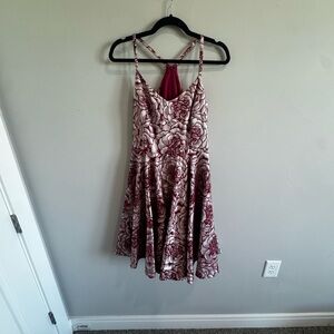 White House Black Market Burgundy Floral Mini Dress